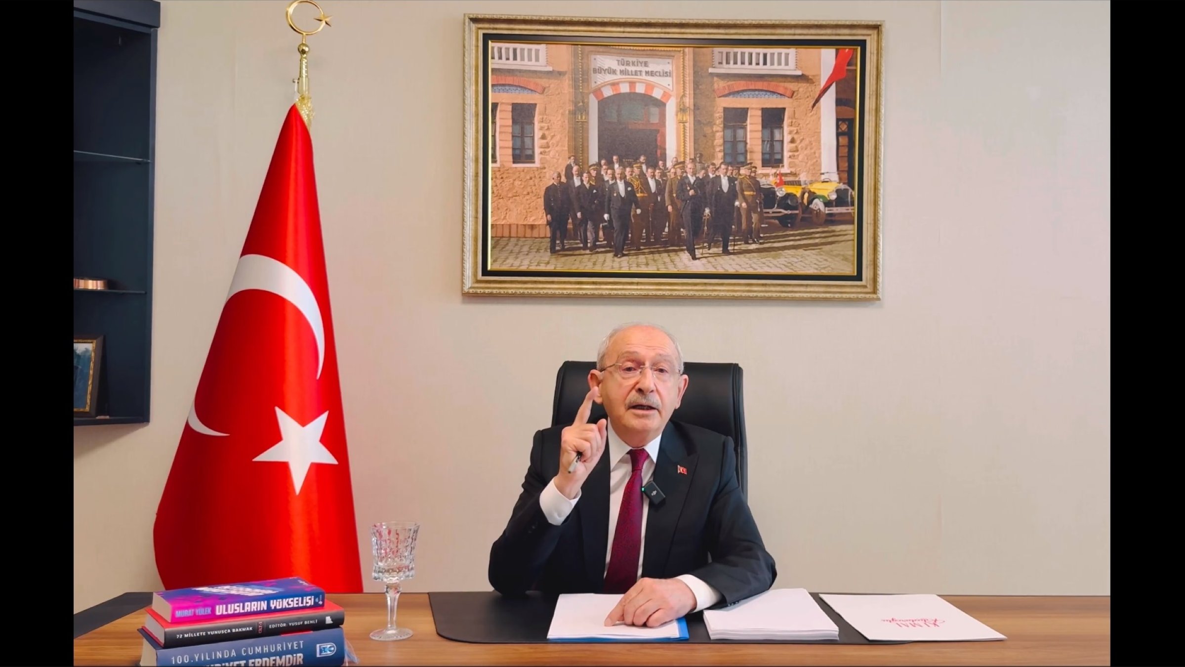 Kemal Kılıçdaroğlu, former leader of the main opposition Republican People’s Party (CHP) speaks at his office in Ankara, Türkiye’s, in this screen grab taken from a video released, May 20, 2026. (DHA Photo)
