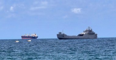 An Israeli naval vessel is motored toward the Israeli port of Ashdod, about 40 kilometres south of Tel Aviv, May 20, 2026. (AFP Photo)