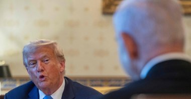 U.S. President Donald Trump meets with Israeli Prime Minister Benjamin Netanyahu (R) in the White House, Washington, D.C., U.S., July 7, 2025. (AFP File Photo)