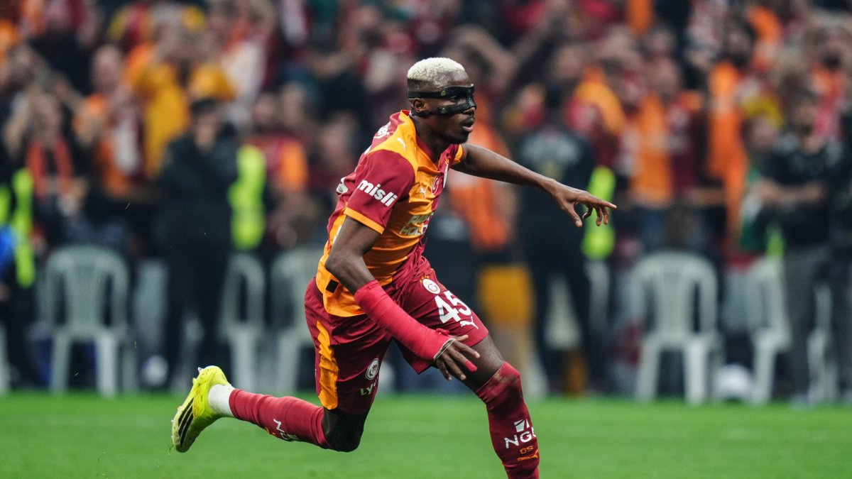 Galatasaray's Victor Osimhen celebrates after scoring during the Süper Lig match against Antalyaspor at RAMS Park, Istanbul, Türkiye, May 9, 2026. (AA Photo)
