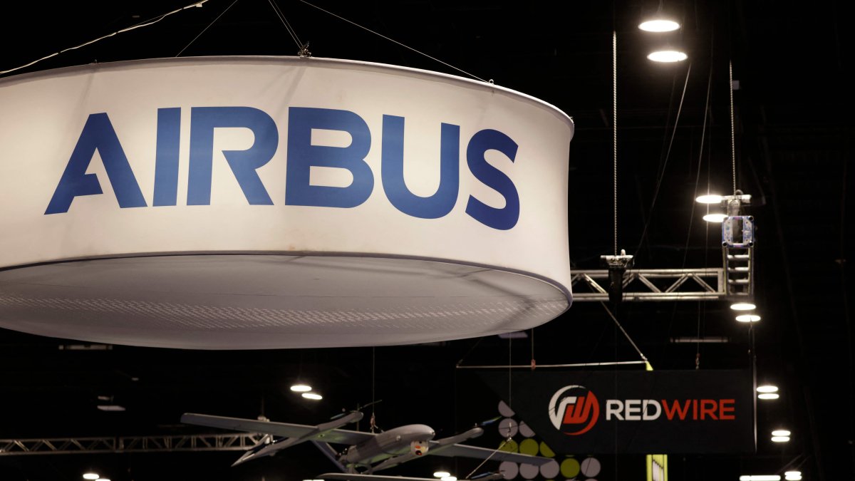 Airbus signage is displayed above the company's booth at Special Operations Forces (SOF) Week at the Tampa Convention Center in Tampa, Florida, U.S., May 19, 2026. (AFP Photo)
