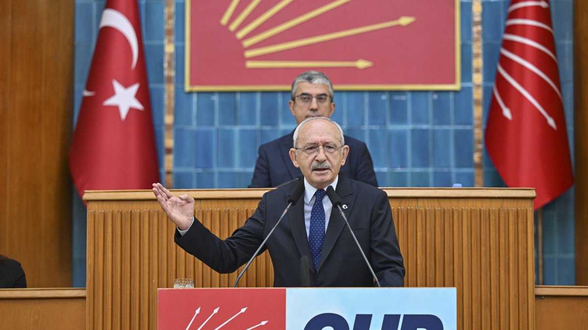Republican People's Party (CHP) Chairperson Kemal Kılıçdaroğlu speaks at his party's parliamentary group meeting in the capital Ankara, Türkiye, Oct. 3, 2023. (AA File Photo)