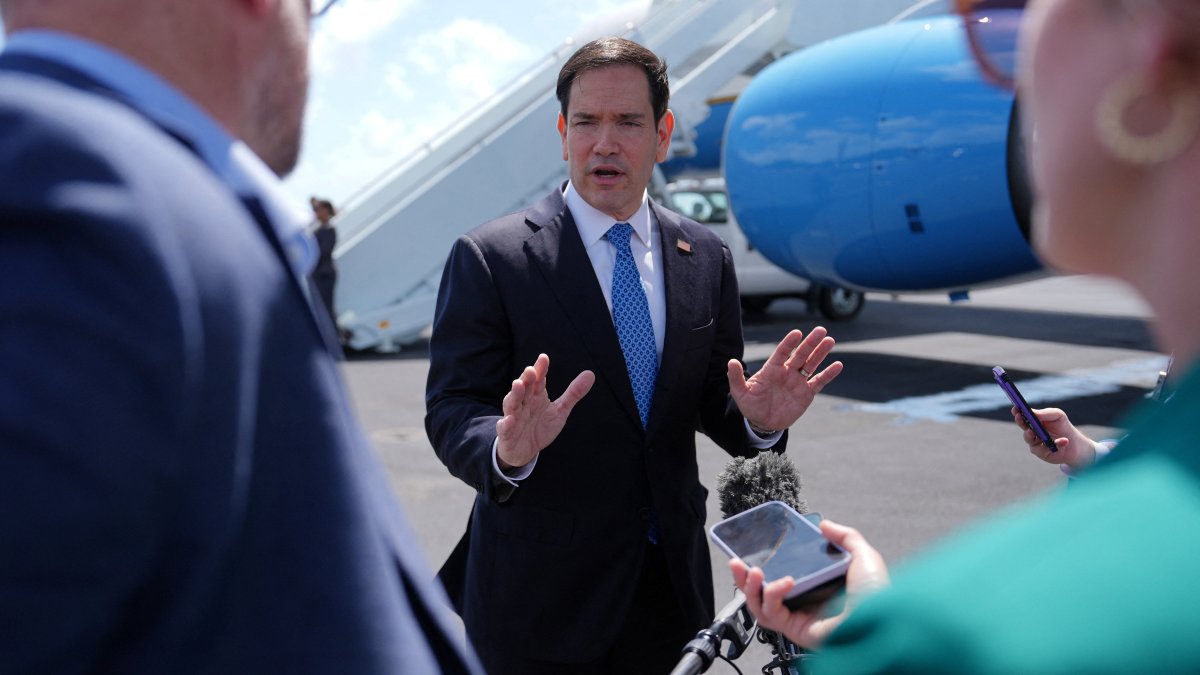 Secretary of State Marco Rubio speaks to the press before boarding his plane at Homestead Air Reserve Base, Thursday, May 21, 2026. (Reuters Photo)