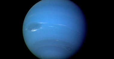 This image, provided by NASA, shows the planet Neptune photographed by the Voyager 2 spacecraft, processed to enhance the visibility of small features, August 1989. (AP Photo)