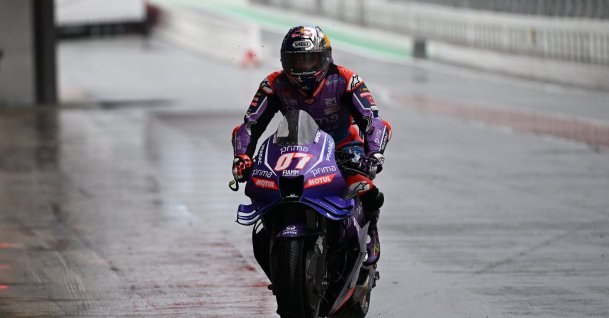 Turkish MotoGP rider Toprak Razgatlioglu of Prima Pramac Yamaha in action during the third free training session of the Motorcycling Grand Prix of Catalonia at the Circuit de Barcelona-Catalunya racetrack in Montmelo, Barcelona, Spain, May 16, 2026. (AA Photo)