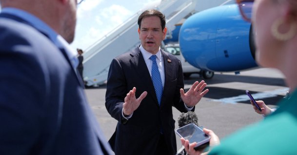 Secretary of State Marco Rubio speaks to the press before boarding his plane at Homestead Air Reserve Base, Thursday, May 21, 2026. (Reuters Photo)