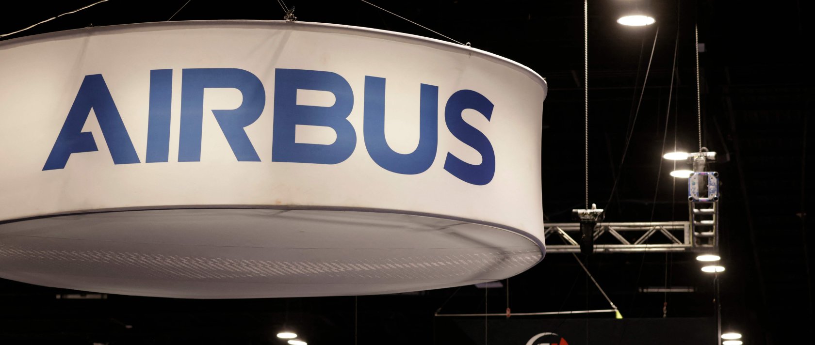 Airbus signage is displayed above the company's booth at Special Operations Forces (SOF) Week at the Tampa Convention Center in Tampa, Florida, U.S., May 19, 2026. (AFP Photo)