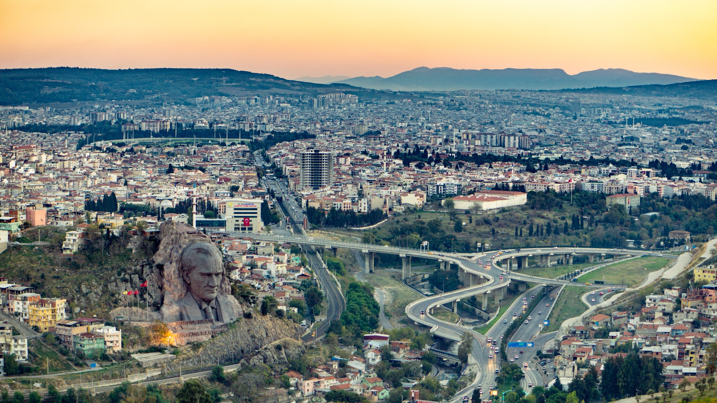 An aerial view of the Burcu district, showing residential areas and roads, Izmir, Türkiye, Oct. 29, 2018. (Shuttestock Photo)