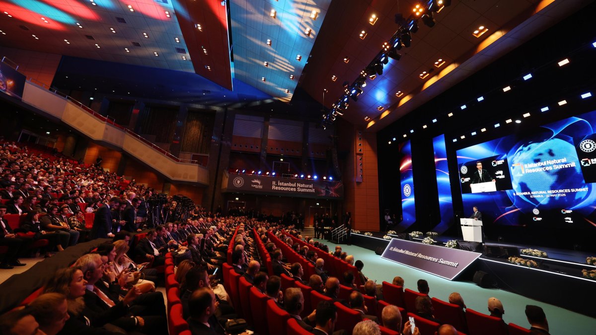 Energy and Natural Resources Minister Alparslan Bayraktar speaks at the International Natural Resources Summit (INRES) in Istanbul, May 22, 2026. (AA Photo)