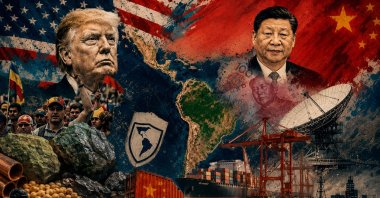"Unable to match China's market appeal, the U.S. is constructing an alternative model: embedding economic and political engagement within a U.S.-led security architecture." (Illustration by Daily Sabah designer Nizam Arslan)