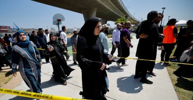 Women arrive at a prayer service for the victims of a shooting at the Islamic Center, San Diego, California, U.S., May 21, 2026. (Reuters Photo)