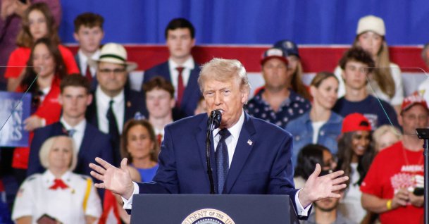 U.S. President Donald Trump delivers remarks during a rally in Suffern, New York, May 22, 2026. (EPA Photo)