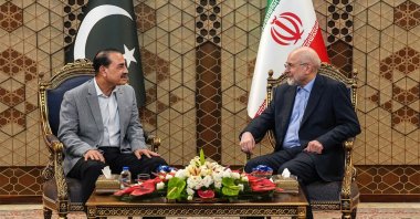 Iran’s Parliament Speaker Mohammad Bagher Ghalibaf (R) meets with Pakistan’s Army Chief Syed Asim Munir in Tehran, Iran, May 23, 2026. (AFP Photo)