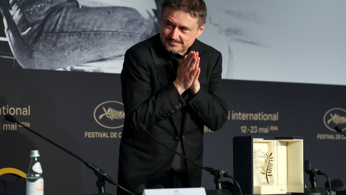 Cristian Mungiu, winner of the Palme d’Or for "Fjord," attends the Palme d'Or winners press conference at the closing and awards ceremony of the 79th annual Cannes Film Festival, Cannes, France, May 23, 2026. (EPA Photo)