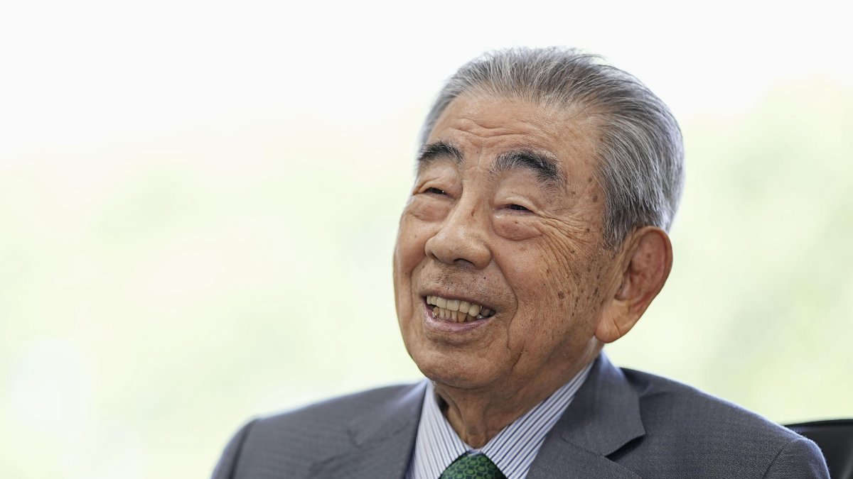Toshifumi Suzuki, former chair and CEO of Seven &amp; i Holdings Co., and former president of 7-Eleven, reacts during an interview in Tokyo, June 8, 2023. (AP Photo)