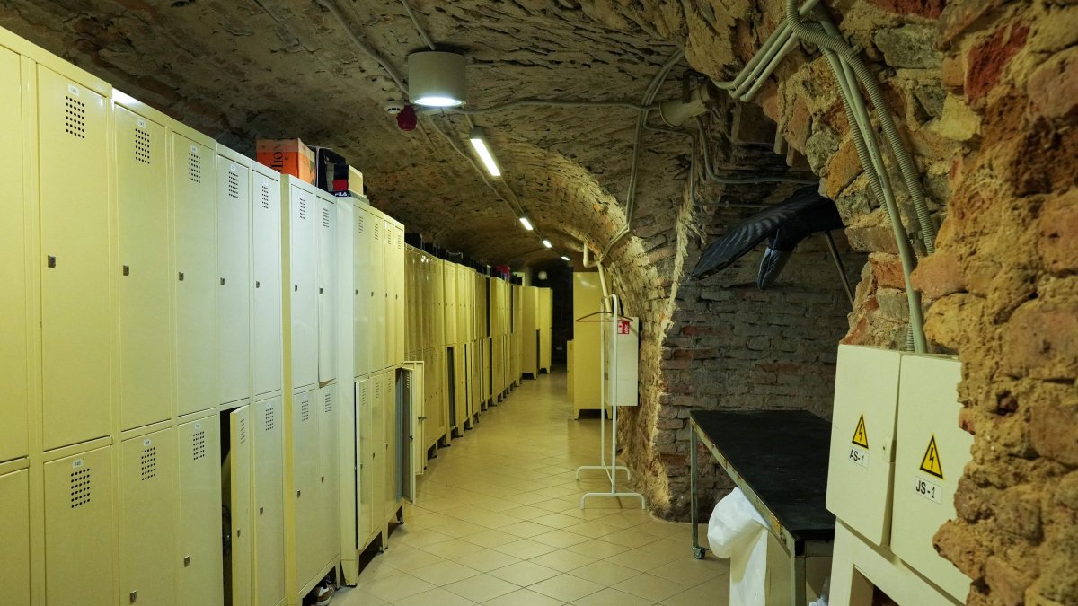 This photograph shows the basement of the European Humanities University, where people took shelter during an air raid alert, in Vilnius, Lithuania, on May 20, 2026. (AFP File Photo)