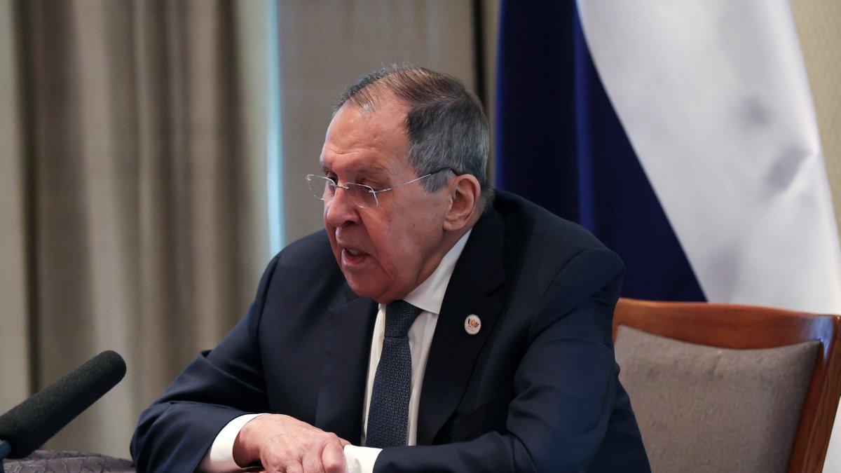 Russian Foreign Minister Sergei Lavrov addresses a press conference after attending the BRICS Foreign Ministers' Meeting in New Delhi, India, May 15, 2026. (EPA Photo)
