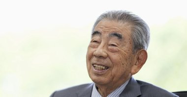 Toshifumi Suzuki, former chair and CEO of Seven &amp; i Holdings Co., and former president of 7-Eleven, reacts during an interview in Tokyo, June 8, 2023. (AP Photo)
