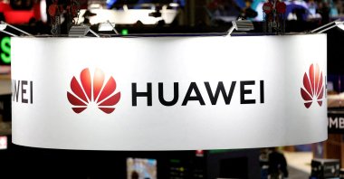 Huawei logo is seen at the Porte de Versailles exhibition center in Paris, France, June 12, 2025. (Reuters Photo)
