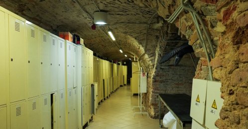 This photograph shows the basement of the European Humanities University, where people took shelter during an air raid alert, in Vilnius, Lithuania, on May 20, 2026. (AFP File Photo)