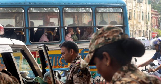 Police officers patrol after a clash between demonstrators and police at Park Circus in Kolkata, India, May 19, 2026. (EPA Photo)