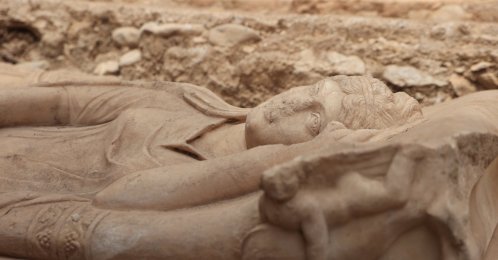 The monumental tomb, believed to belong to an aristocratic woman, was discovered during excavations at Olympos, Antalya, southern Türkiye, May 19, 2026. (AA Photo)