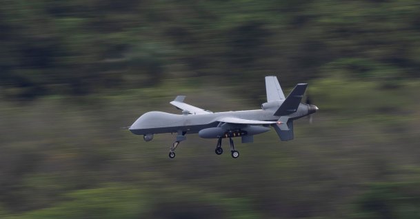 A U.S. Air Force MQ-9 Reaper unmanned aerial vehicle approaches to land at the former Roosevelt Roads naval base in Ceiba, Puerto Rico, April 29, 2026. (Reuters Photo)