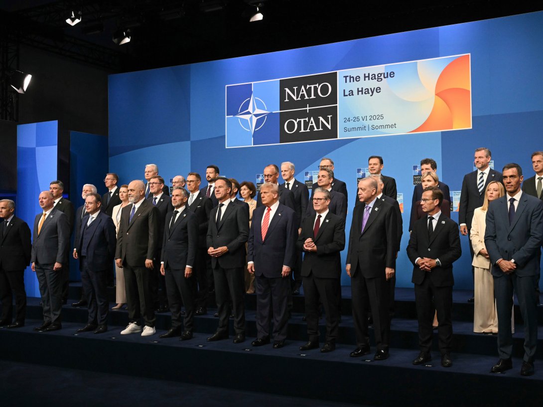NATO leaders pose for a family photo during the NATO summit, The Hague, Netherlands, June 25, 2025. (AP Photo)