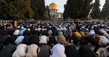 Muslims perform a special morning prayer marking the start of Eid al-Adha, the Feast of Sacrifice, at the Al-Aqsa Mosque compound, Jerusalem, Palestine, May 27, 2026. (AFP Photo)