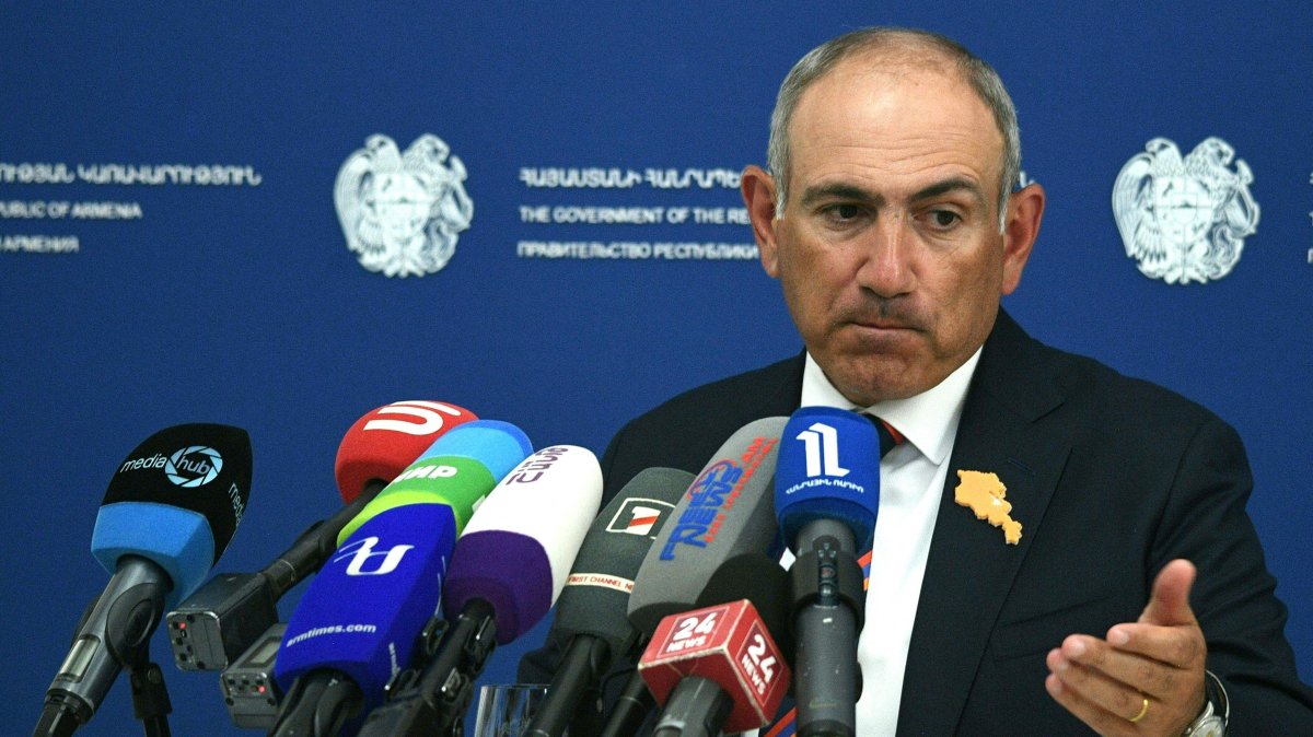 Armenia's Prime Minister Nikol Pashinyan delivers a speech during a press conference for Republic Day in Yerevan, Armenia, May 28, 2026. (AFP Photo)