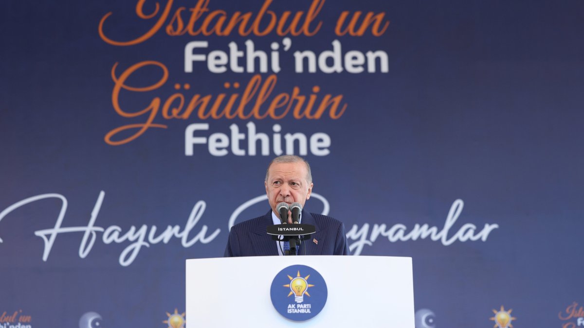 President Recep Tayyip Erdoğan speaks during the “From the Conquest of Istanbul to the Conquest of Hearts” program in Istanbul, Türkiye, May 29, 2026. (AA Photo) 