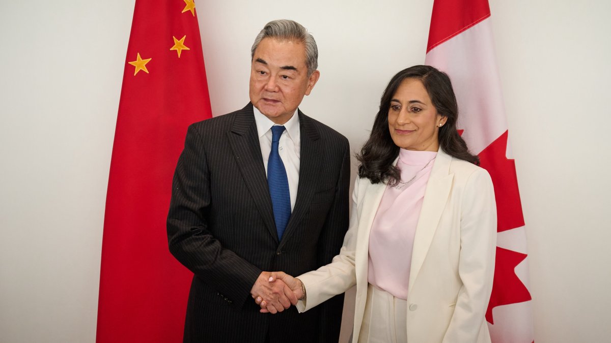 Canada’s Minister of Foreign Affairs Anita Anand welcomes Chinese Foreign Minister Wang Yi  before their meeting in Ottawa, Ontario, Canada, May 29, 2026. (EPA Photo)