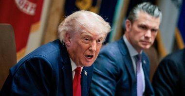 U.S. President Donald Trump speaks next to Defense Secretary Pete Hegseth during a cabinet meeting in the Cabinet Room at the White House, Washington, U.S., May 27, 2026. (Reuters Photo)