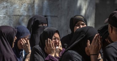 Relatives mourn during the funeral of Imad Aslim, at the Al-Shafi'i Mosque in the Al-Zaitoun neighborhood, Gaza City, Palestine, May 28, 2026. (EPA Photo)