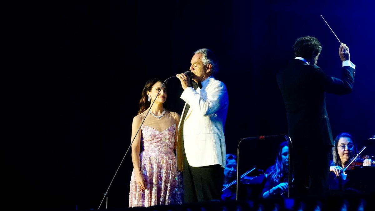 Tenor Andrea Bocelli performs at Beşiktaş Tüpraş Stadium as part of a world tour celebrating the 30th anniversary of "Romanza," his first internationally released compilation album, Istanbul, Türkiye, May 30, 2026. (AA Photo)