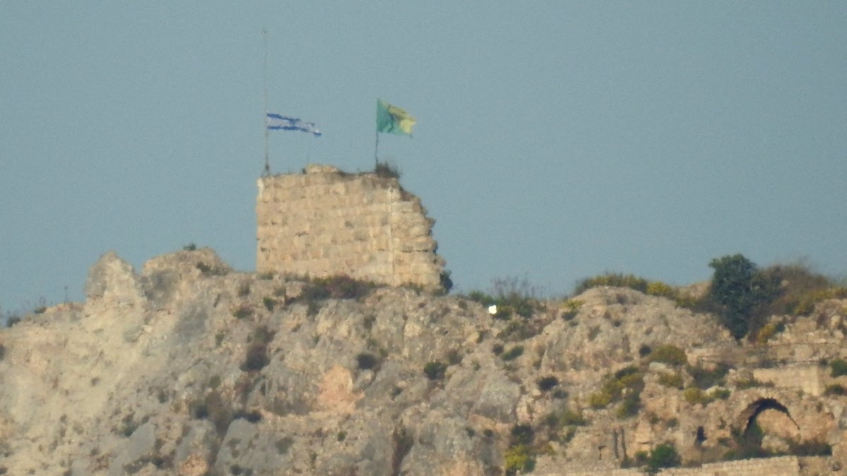An Israeli flag and a flag of the Golani Brigade are seen on Beaufort Castle, as seen from Marjayoun, southern Lebanon, May 31, 2026. (Reuters Photo)