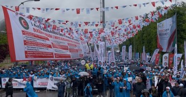 The Confederation of Turkish Real Trade Unions (Hak-Iş) celebrates International Workers’ Day of Unity, Struggle and Solidarity, Gökdere Square, Bursa, Türkiye, May 1, 2026. (İHA Photo)
