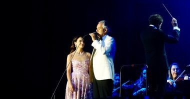 Tenor Andrea Bocelli performs at Beşiktaş Tüpraş Stadium as part of a world tour celebrating the 30th anniversary of "Romanza," his first internationally released compilation album, Istanbul, Türkiye, May 30, 2026. (AA Photo)