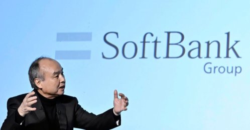 SoftBank Chief Masayoshi Son talks during an event for enterprises in Tokyo, Japan, Feb. 3, 2025. (AP Photo)