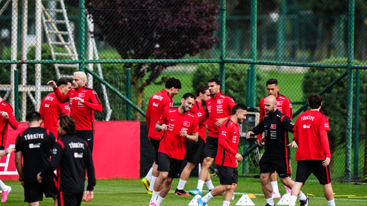 Türkiye national football team trains for the 2026 FIFA World Cup at the Riva Hasan Doğan National Teams Camp and Training Facilities, Istanbul, Türkiye, May 22, 2026. (AA Photo)