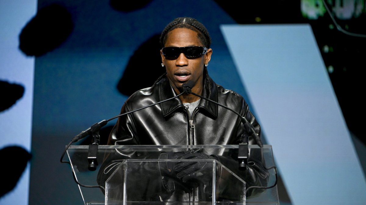 Travis Scott speaks onstage at the Fashion Scholarship Fund annual gala at the Glasshouse in New York City, U.S., March 23, 2026. (Getty Images Phoot)