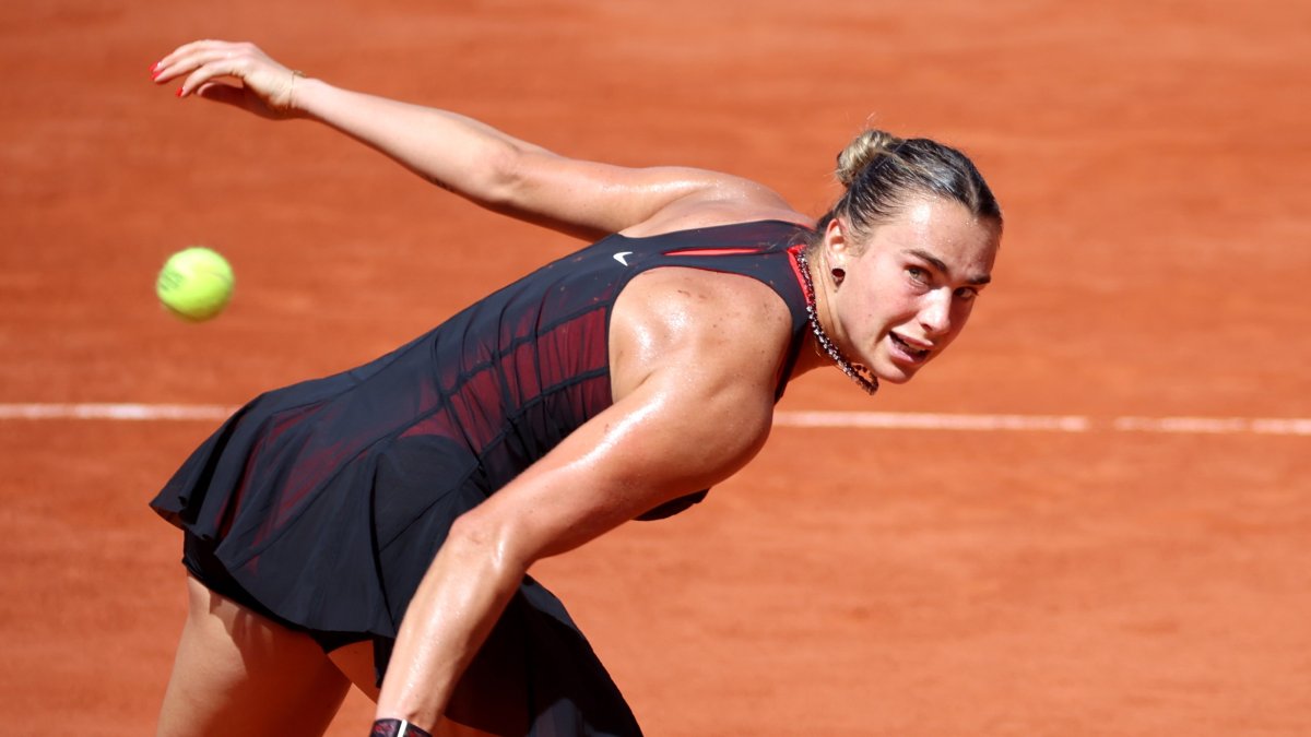 Belarus' Aryna Sabalenka during her Women's 3rd round match against Australia's Daria Kasatkina at the French Open Grand Slam tennis tournament at Roland Garros, Paris, France, May 30, 2026. (EPA Photo)