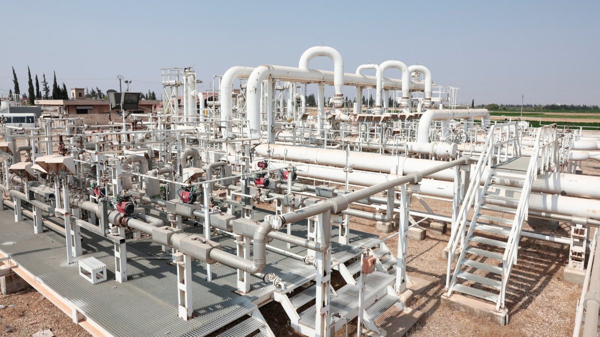 A view shows pipelines, transporting natural gas coming from Türkiye and Azerbaijan, following the launch of exports to Syria, in Aleppo, Syria, Aug. 2, 2025. (Reuters Photo)