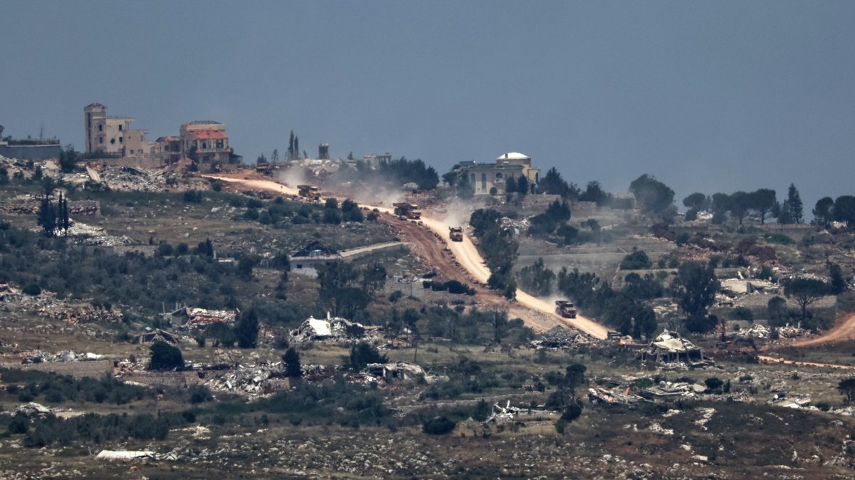 Israeli military vehicles are seen in the village of al Khiam, southern Lebanon, June 1, 2026. (EPA Photo)