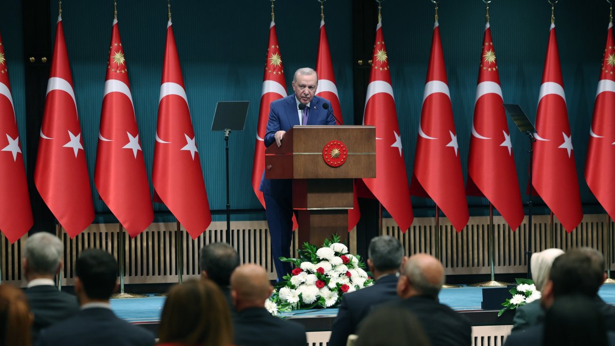 President Recep Tayyip Erdoğan speaks to reporters following a Cabinet meeting in Ankara, June 1, 2026. (AA Photo)