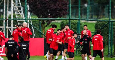 Türkiye national football team trains for the 2026 FIFA World Cup at the Riva Hasan Doğan National Teams Camp and Training Facilities, Istanbul, Türkiye, May 22, 2026. (AA Photo)