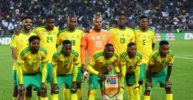 South Africa players pose for a team group photo before the International Friendly match against Nicaragua at Orlando Stadium, Soweto, South Africa, May 29, 2026. (Reuters Photo)