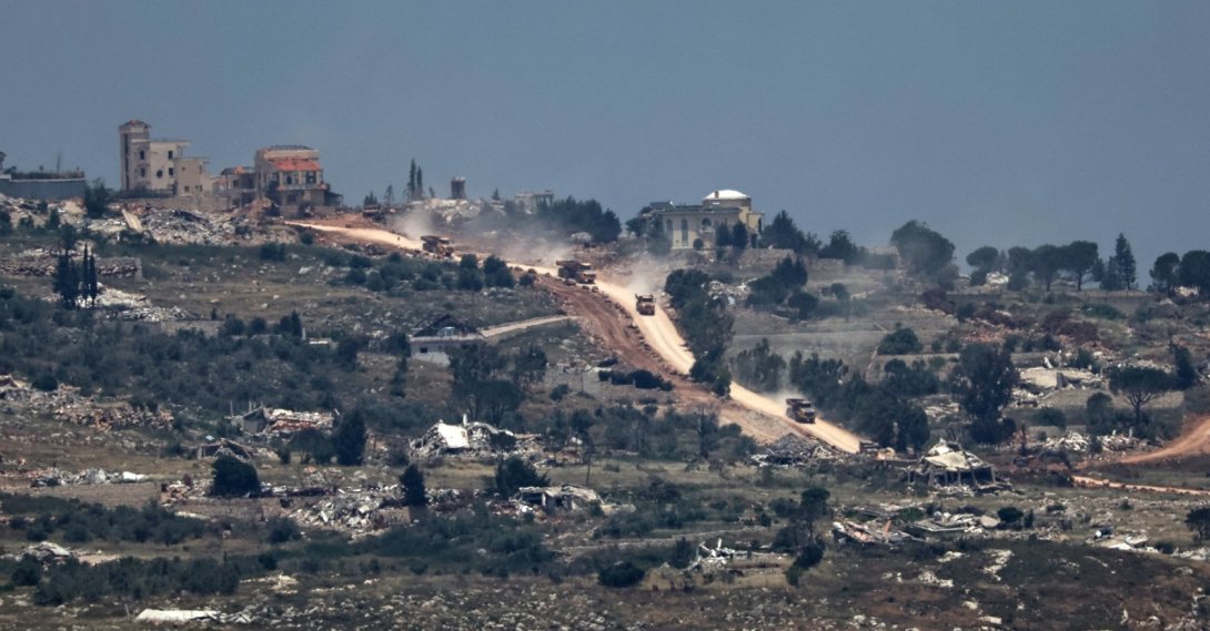 Israeli military vehicles are seen in the village of al Khiam, southern Lebanon, June 1, 2026. (EPA Photo)
