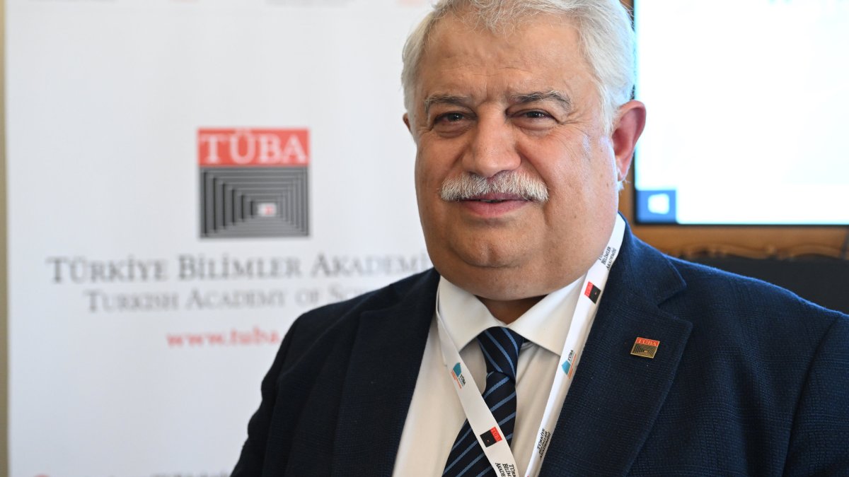 Professor Muzaffer Şeker, president of Turkish Academy of Sciences (TUBA), speaks to an Anadolu Agency (AA) reporter, Ankara, Türkiye, June 1, 2026. (AA Photo)