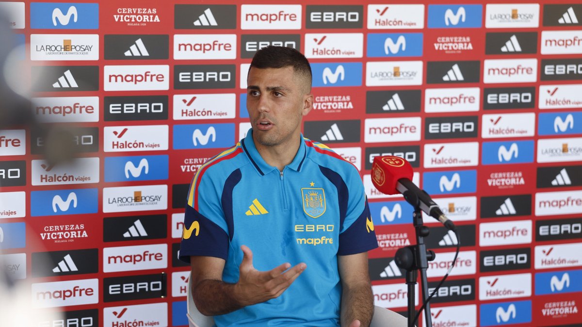 Spanish national team player Rodri attends the media day at the Soccer City of Las Rozas, Madrid, Spain, June 1, 2026. (EPA Photo)